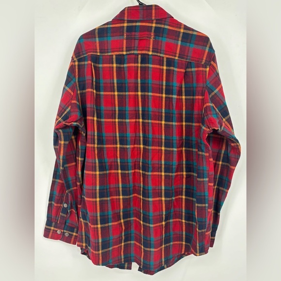 NWT Duluth Trading Flannel Plaid Slim Fit Button Down Shirt Red Blue Large - Picture 2 of 3